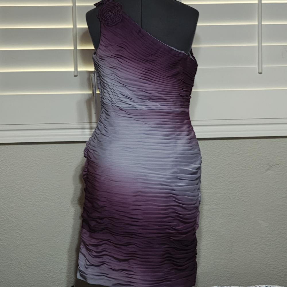 Adrianna Papell One-Shoulder Purple Gradient Dress